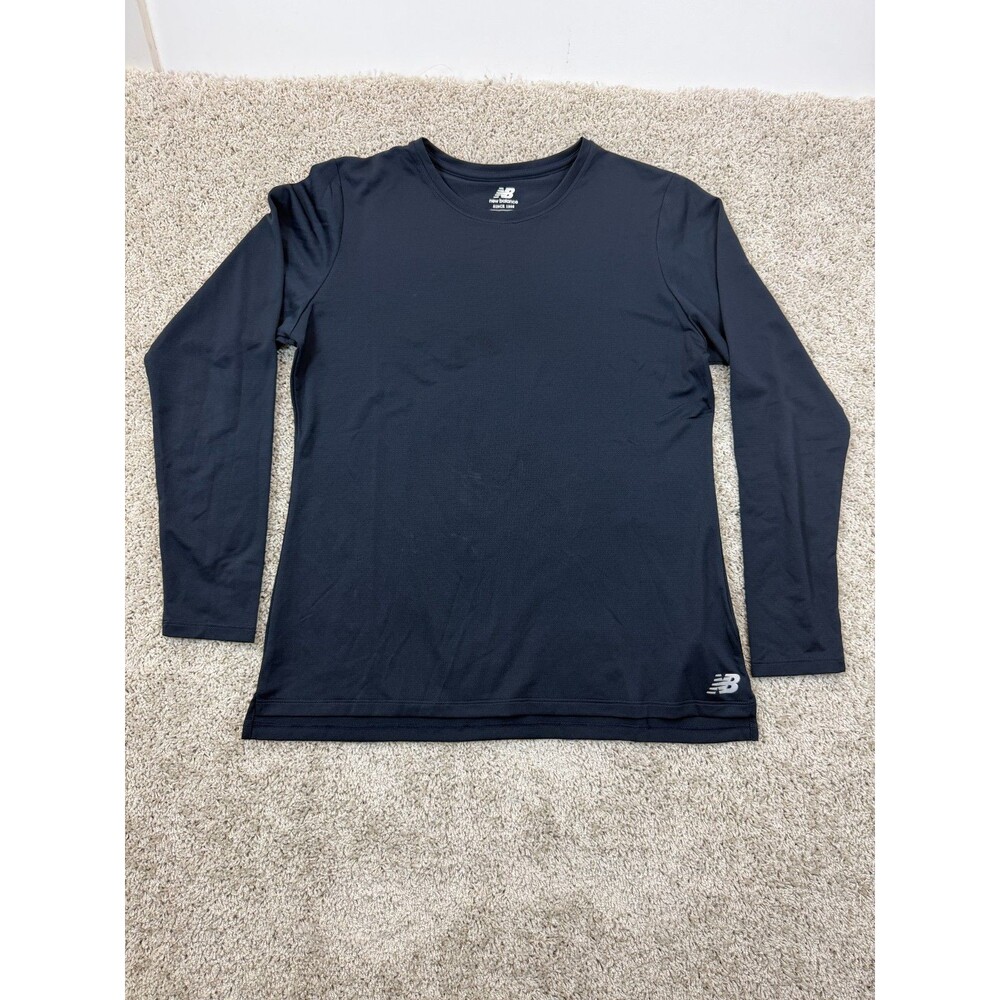 New Balance Women's L Navy Long Sleeve Running Shirt Performance Athletic Top